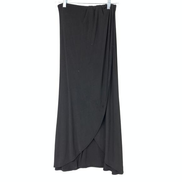 Free People Women's Size XS Seamless Maxi Draped Front Skirt Black Elastic Waist - Picture 1 of 7